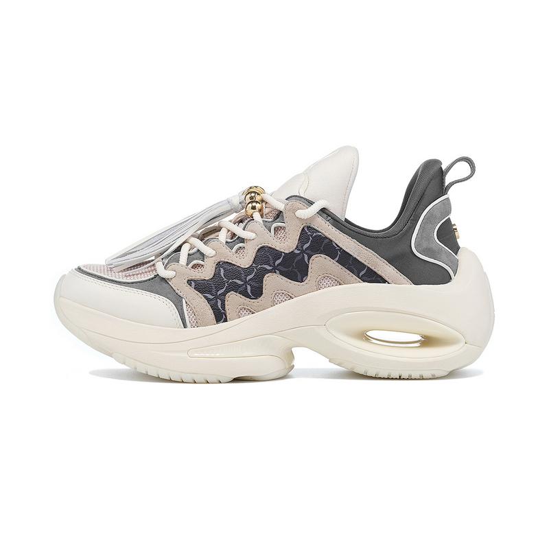 Li-Ning 1990 Heart Dance Retro Casual Non-Slip Wear-Resistant Low-Top Dad Shoes Women Sneaker Yellow Gray ALFT058-1