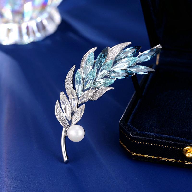 

Мода элегантный темперамент одежда пиджак костюм высококачественный кристалл циркон универсальный высококачественные аксессуары перо брошь