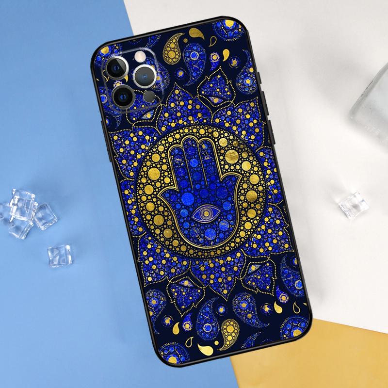 Hamsa Hand of Fatima Case For iPhone 16 15 13 12 11 14 Pro Max Mini Cover For iPhone 16 15 XR X XS Max Plus Phone Case