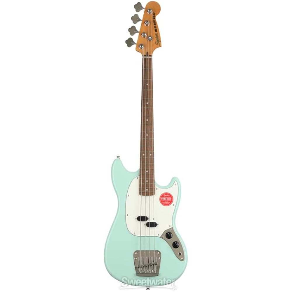 Squier by Fender Electric Bass Classic Vibe 60s Mustang Bass®, Surf Green with Soft Case