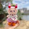 Labubu Clothes 15/17cm V1/2/3 Doll Cherry Themed Rompers Headwear Scarf Bag 4PCS/Pack Plush Cotton Doll Decoration Accessory
