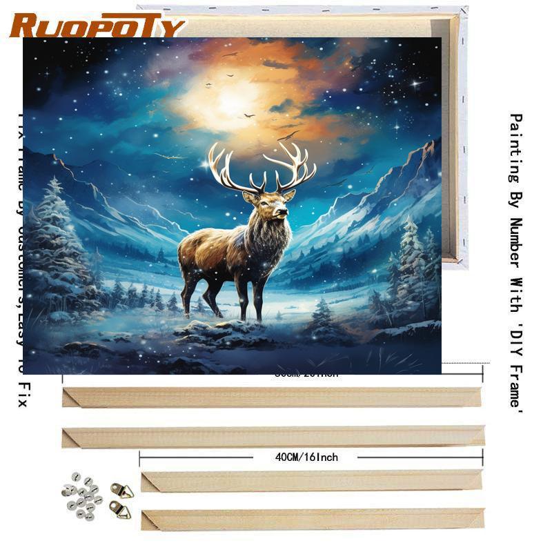 RUOPOTY Frame 40x50cm Paint By Numbers For Adults Deer Painting By Numbers Animals Canvas Painting Wall Decor For DIY Gift Art