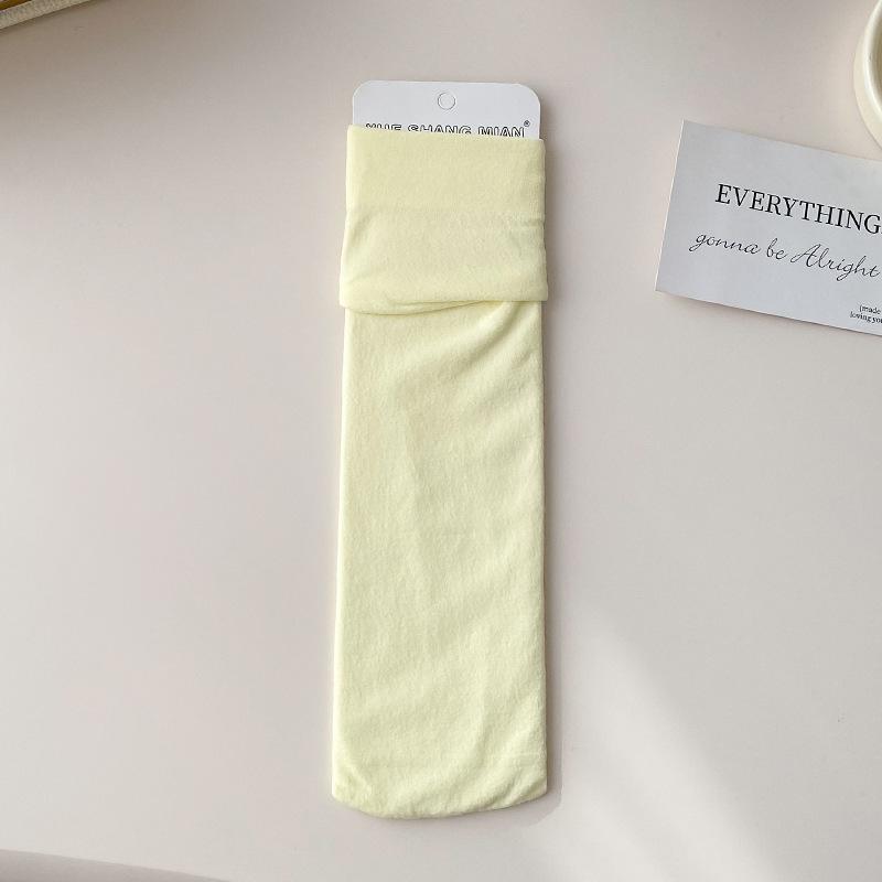 

Весенне-летние тонкие носки-гольфы из бархата однотонные махровые носки цвета макарон длинные до середины икры студенческие носки 1 pair кремовый