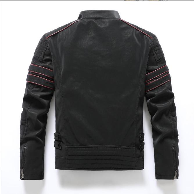 Men's PU Leather Aviator Motorcycle Jacket with Multi-Embroidery - Trendy Youth Fashion
