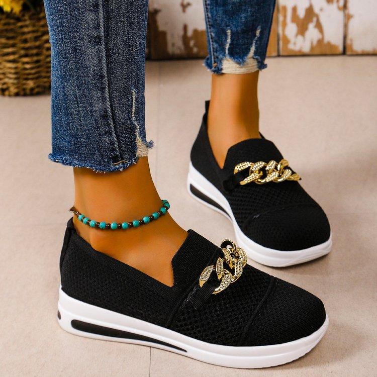Fashion Women Sneakers Mesh Breathable Knit Designer Shoes for Woman Lightweight Soft Sole Flats Women's Shoes Anti-Slip Casual Sneakers