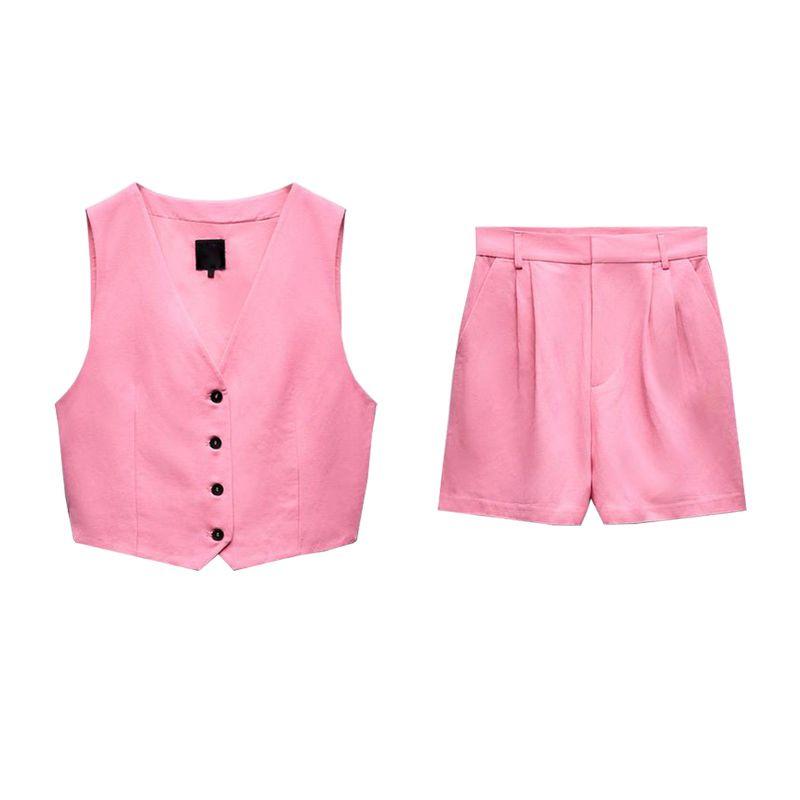 Spring New Split Vest 5320767 High Waist Linen Blended Shorts Female 3152503 1255430