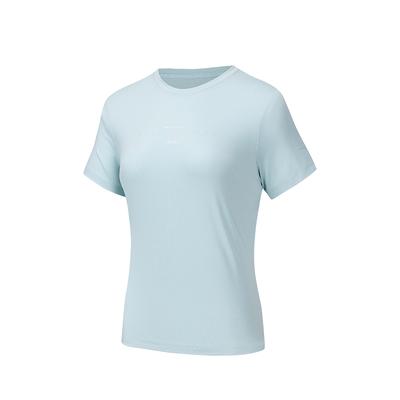 Camiseta Feminina Confortável Simples Versátil Cor Sólida Gola Redonda Pulôver Casual Esportiva Manga Curta Mulheres Camisetas Azul-Sombra-Escura 162537133-4