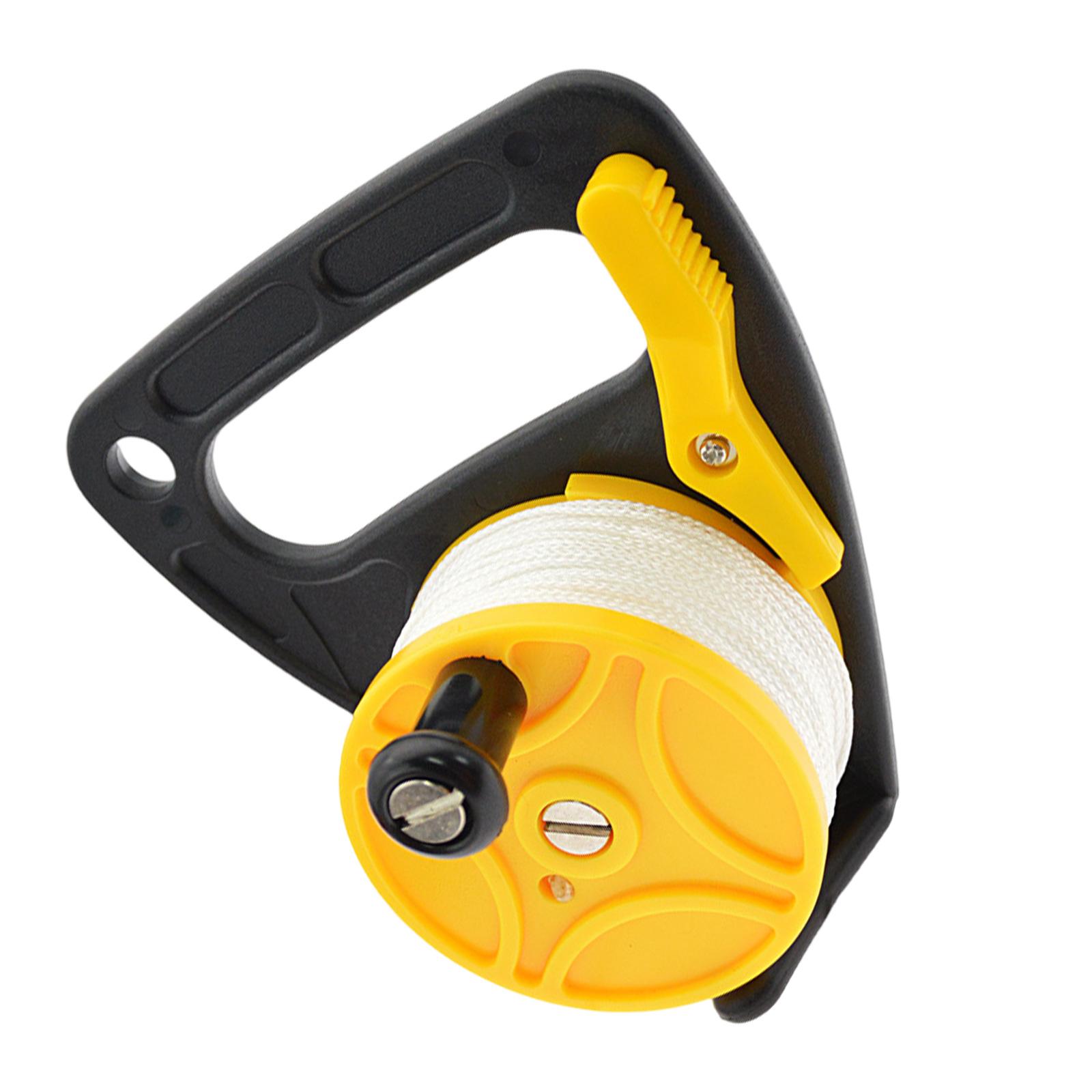 

Scuba Diving Reel with Thumb Stopper and 150ft High Visibility Line Scuba Ratchet Dive Reel Finger Spool Easy to Use жовтий
