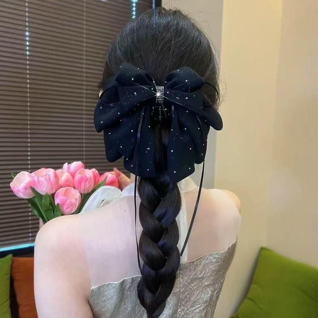 Starry Sky Rhinestone Bow Hair Claw Clip for Women