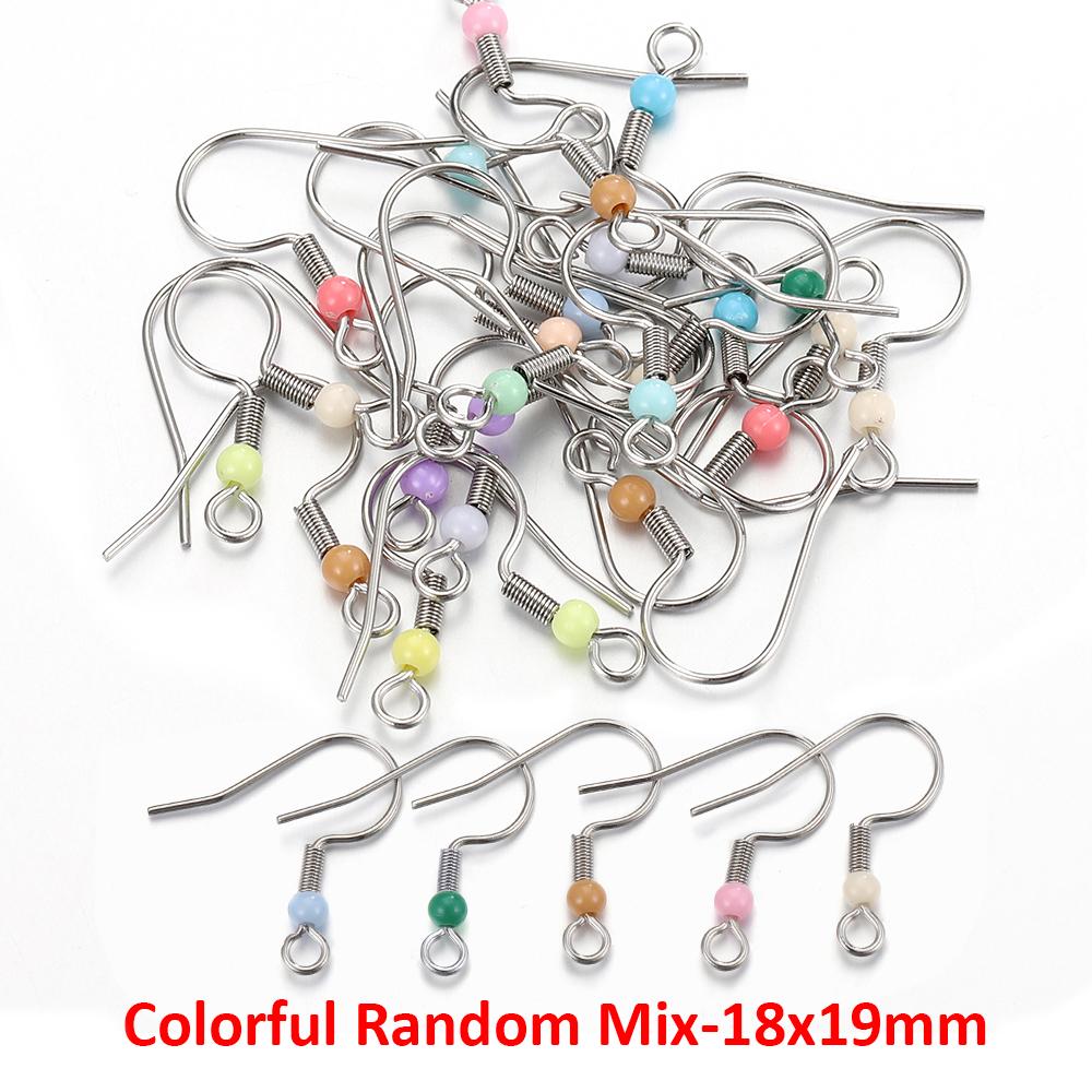 10pcs 50pcs 100pcs Stainless Steel Earrings Colorful Beads Hook Earwire Hooks for DIY Jewelry Making Dangle Components Wholesale