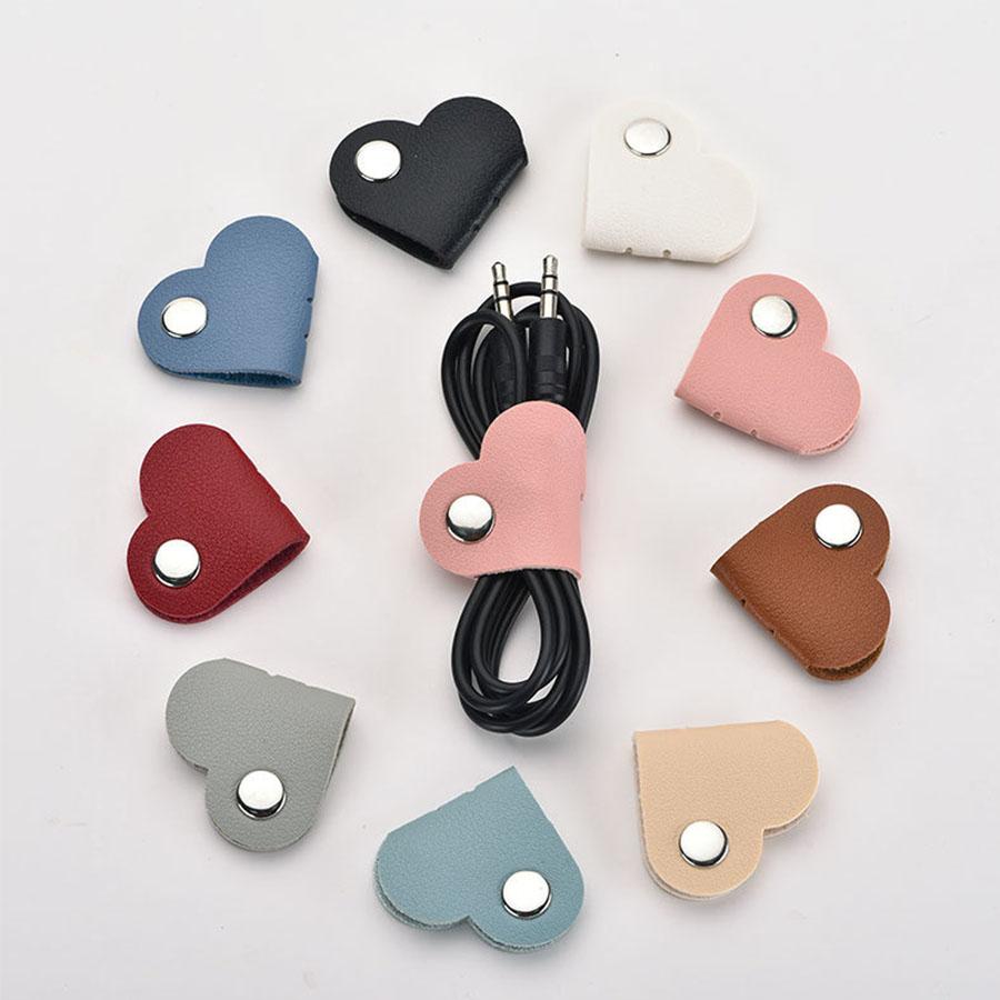 1 PC Heart Shape Cable Organizer, PU Leather Cord Management, Universal Cable Holder for Office, Perfect Gift for Men Women