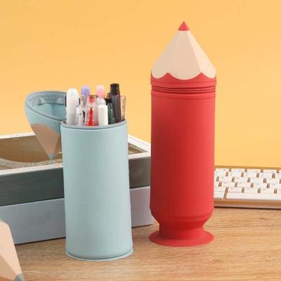 Creative Pencil Shape Pen Holder Waterproof Large Capacity Pen Storage Bucket Portable Multi-functional Stationery Storage Box