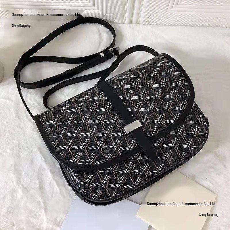 Unisex Black Fashion Print Saddle Bag - Crossbody or Shoulder Flap Bag