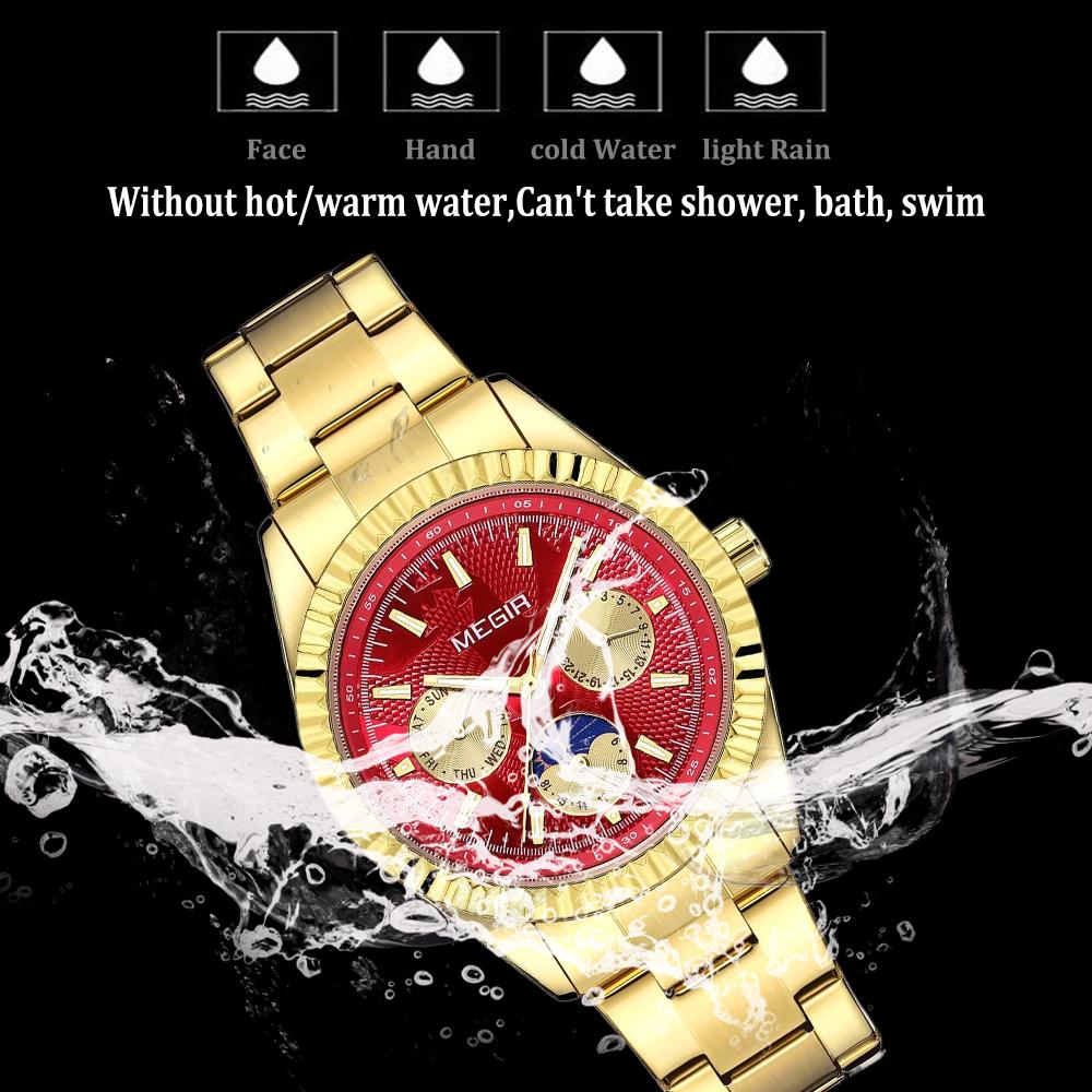 Men's Quartz Watches Stainless Steel Strap Couple Bracelets Wristwatch with Day Date 24-Hour Moon Phase Function Relogio Womens Watch