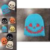 Halloween Themed Knit Cap With Fleece Lining For Autumn And Winter Fashion