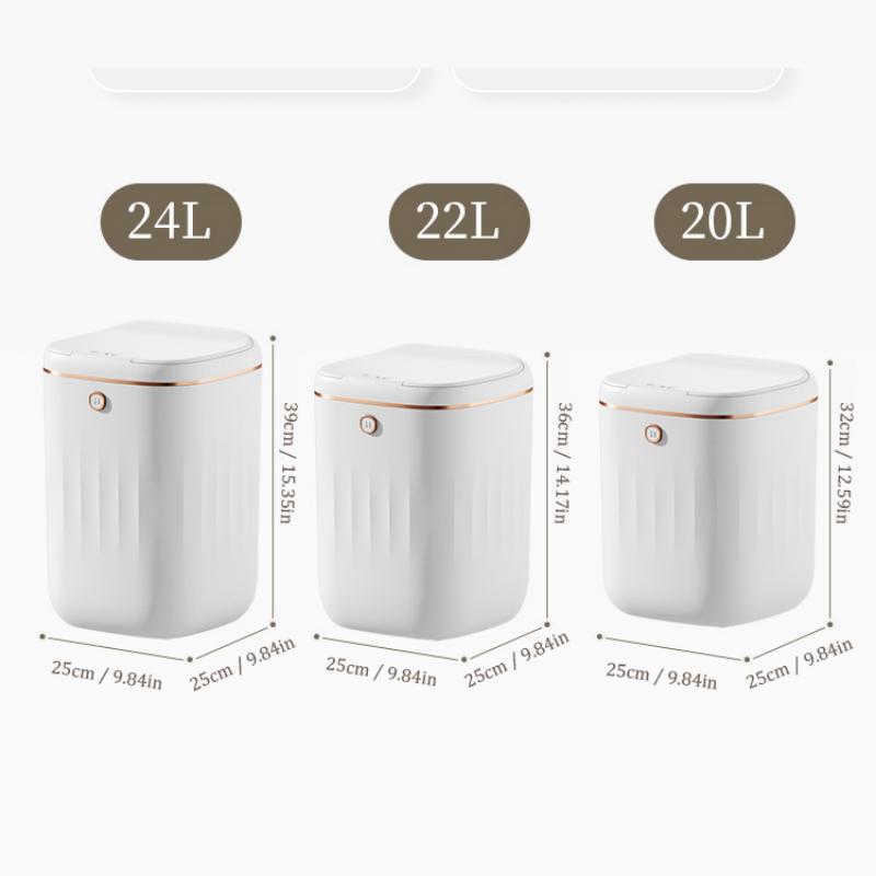 Smart Induction Trash Can Household Silent Closing Lid Storage Bucket Kick Open Cover Rubbish Bin Toilet Office Paper Basket