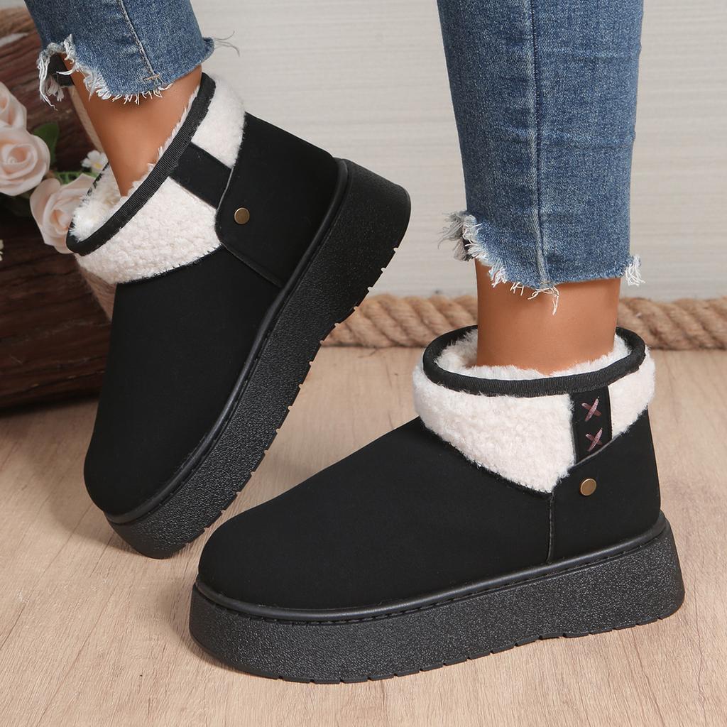 Schneestiefel Damen 2025 neu Winter Samt verdickt warm vielseitige kurze Stiefel Damen Fell integrierte Baumwollschuhe lässig