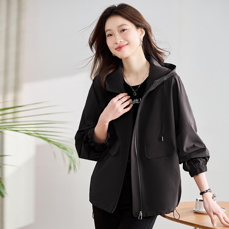 2025 Women's Petite Casual Loose Hooded Jacket - Advanced Spring/Autumn Style (L1589)