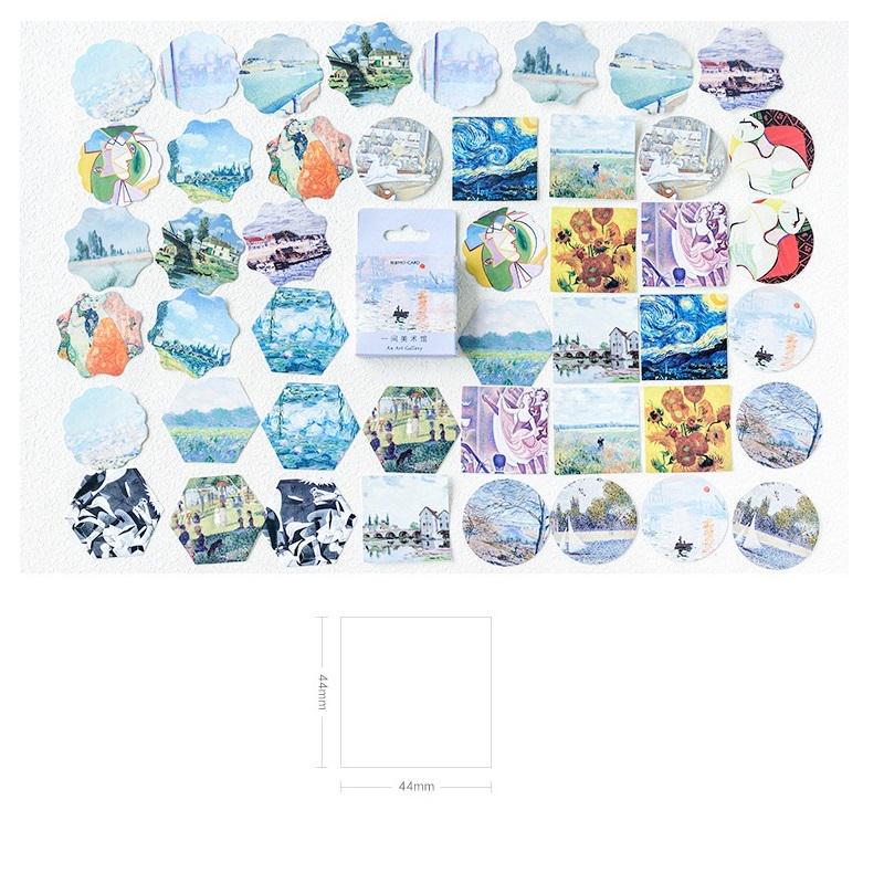 46pcs Art Gallery Stickers Set Mini Painting Drawing Sticker Adhesive Diary Letter Gift Seal A6422