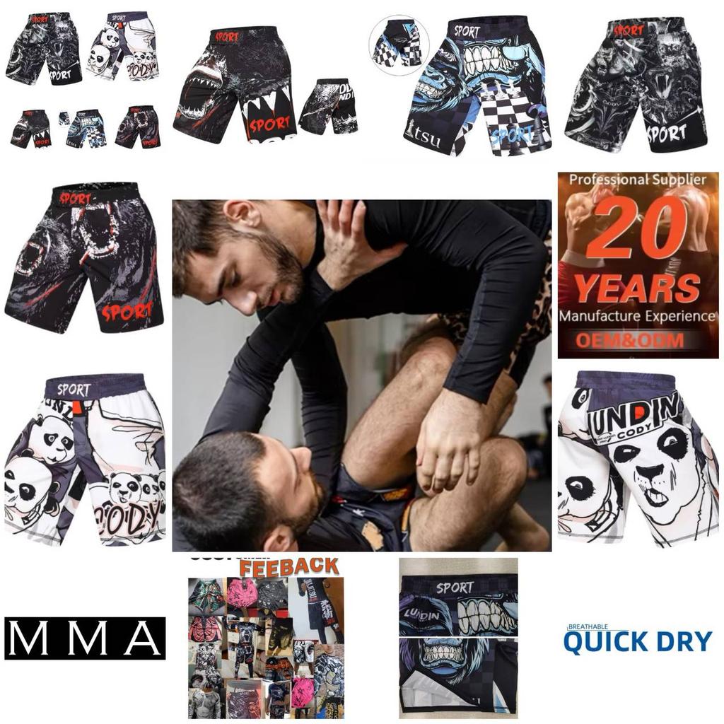 Schlange Kobra Wolf Schädel Panda Hai Affe MMA Muay Thai Kickboxen Shorts Kampfsport UFC Boxer Unisex Männer Frauen Hose Training Sport