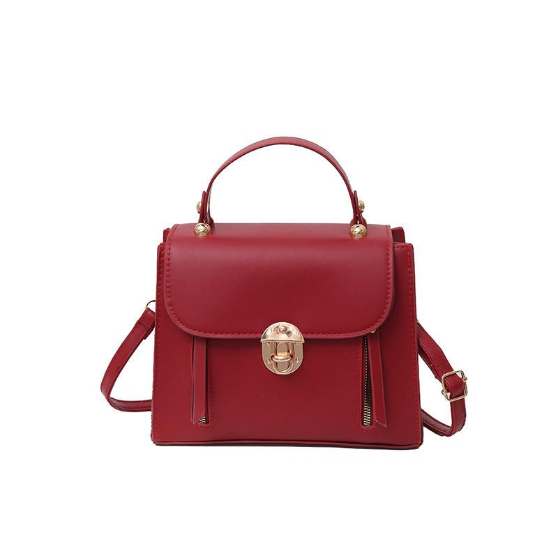 Borsa a tracolla quadrata con fibbia a lucchetto, semplice e retrò, per donna, da usare quotidianamente