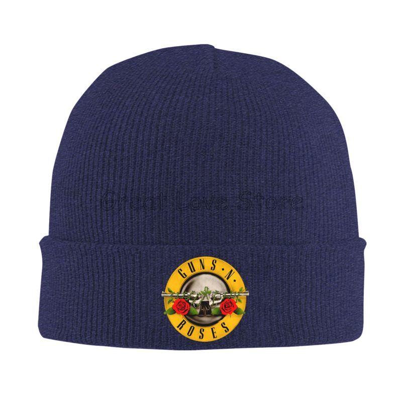 

Heavy Metal Guns N Roses Bonnet Hats Unisex Street Elastic Knit Hat Winter Warm Skullies Beanies Cap for Travel Outdoor Camping темно-синього кольору