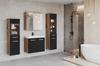 Wall-hung Bathroom Set with Washbasin, Pillars, and Mirror, Glossy Black Wotan