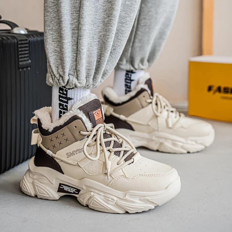 Men Boots 2024 New Winter Slippers Warm Men Shoes Waterproof Non-Slip Plush Sneakers Male Tenis Shoes Boots Men Sneakers Winter