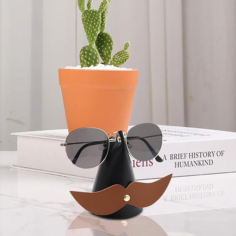 

Leather Beard Shaped Eyeglass Holder Novelty Glasses Display Stand Handicraft Sunglasses Storage Bracket Desktop Decoration