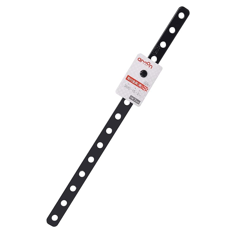 Amon Mounting Bracket, Black, 7mm Hole Diameter, 15 X 300mm, Also Suitable for Motorcycle Accessory Mounting Brackets, G251