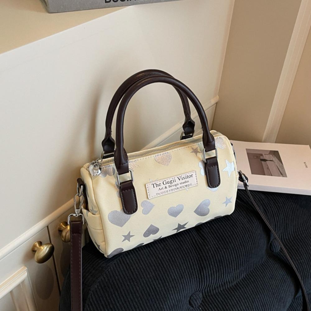 

Star Pattern Boston Crossbody Bag Retro Women s Handbag Fashion Bowling Shoulder Bag Outdoor жёлтый