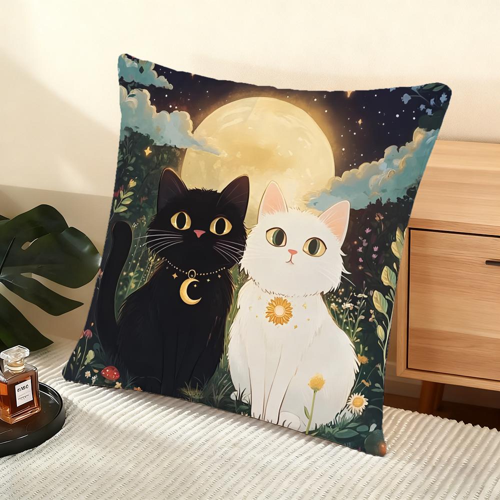 Wizard Cat Cushion Cover Soft Short Plush Pillow Cover Smooth Cozy Texture Aesthetic Cushion Case Home Decor