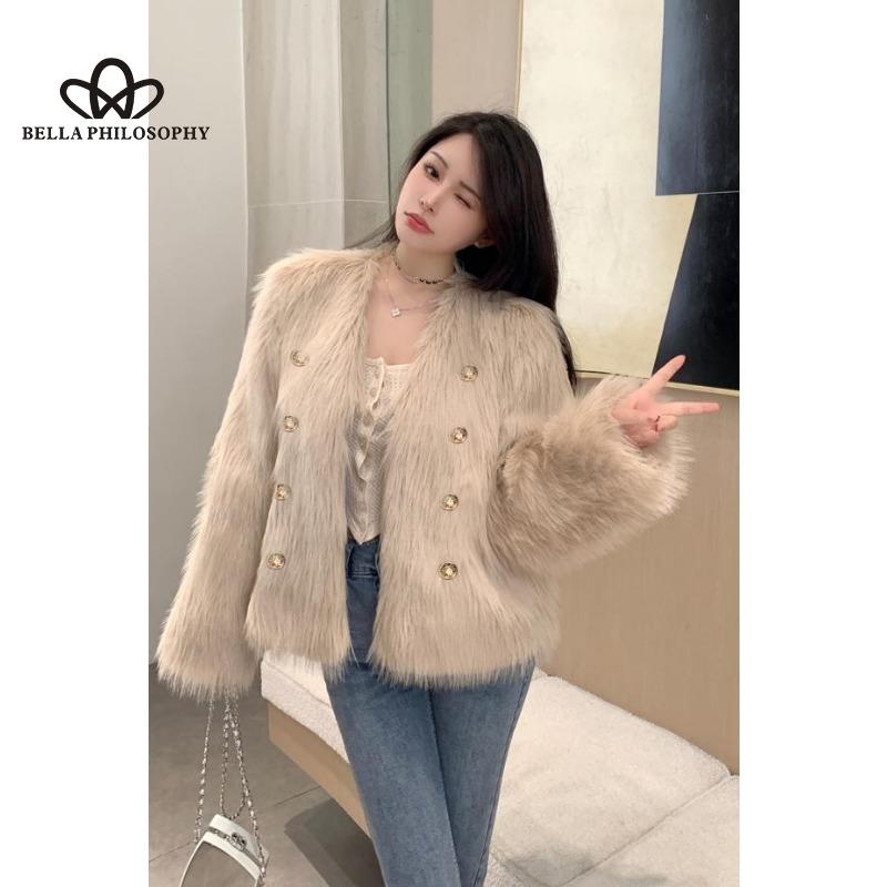 

Новое зимнее пальто из искусственного лисьего меха в Корейском стиле, повседневное свободное теплое однотонное короткое пальто из искусственного меха onesize