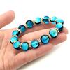 [GOLD STONE] Glowing Firefly Glass Bracelet, Hateruma Blue, Sparkling Okinawan Power Stone, Inner Circumference: Approx. 15cm
