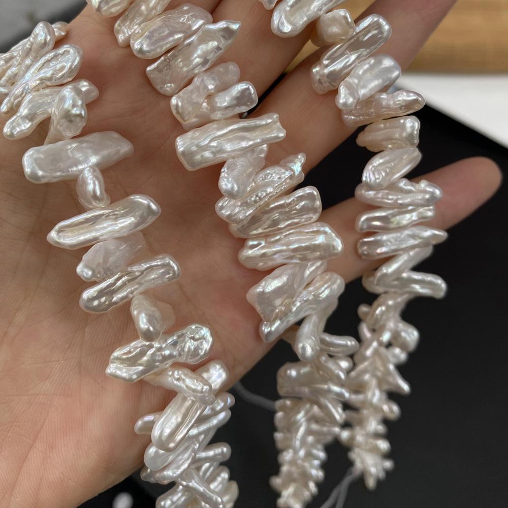 1String, Irregular Pearls, 5×20-6×22mm, White Natural Freshwater Pearl Beads for Jewelry Making DIY Supplies, Women's Craft Gifts 36cm