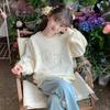 Versatile Girls' Round Neck Pullover Hoodie for Spring and Autumn - Stylish and Sweet for Older Children