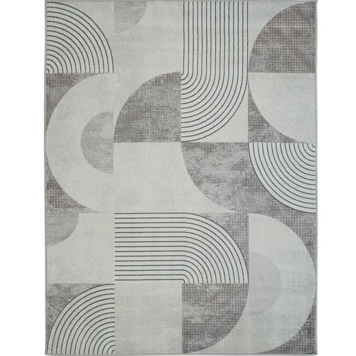 Modern Grey Rug with Graphic Patterns 160x230