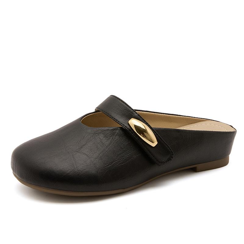 

Sandals women s 2025 summer Mary Jane women s shoes new one-pedal flat-bottomed French with skirt bag head half drag women 40 чёрный