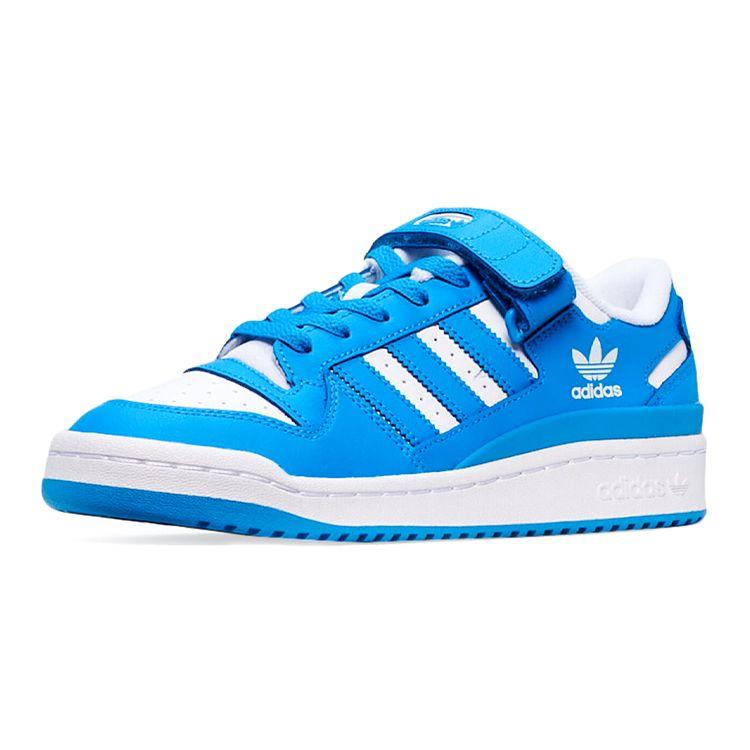 Adidas Originals Forum Low Synthetic Leather Durable Low Top Skate Shoes Kids Sneakers Blue White GX9697