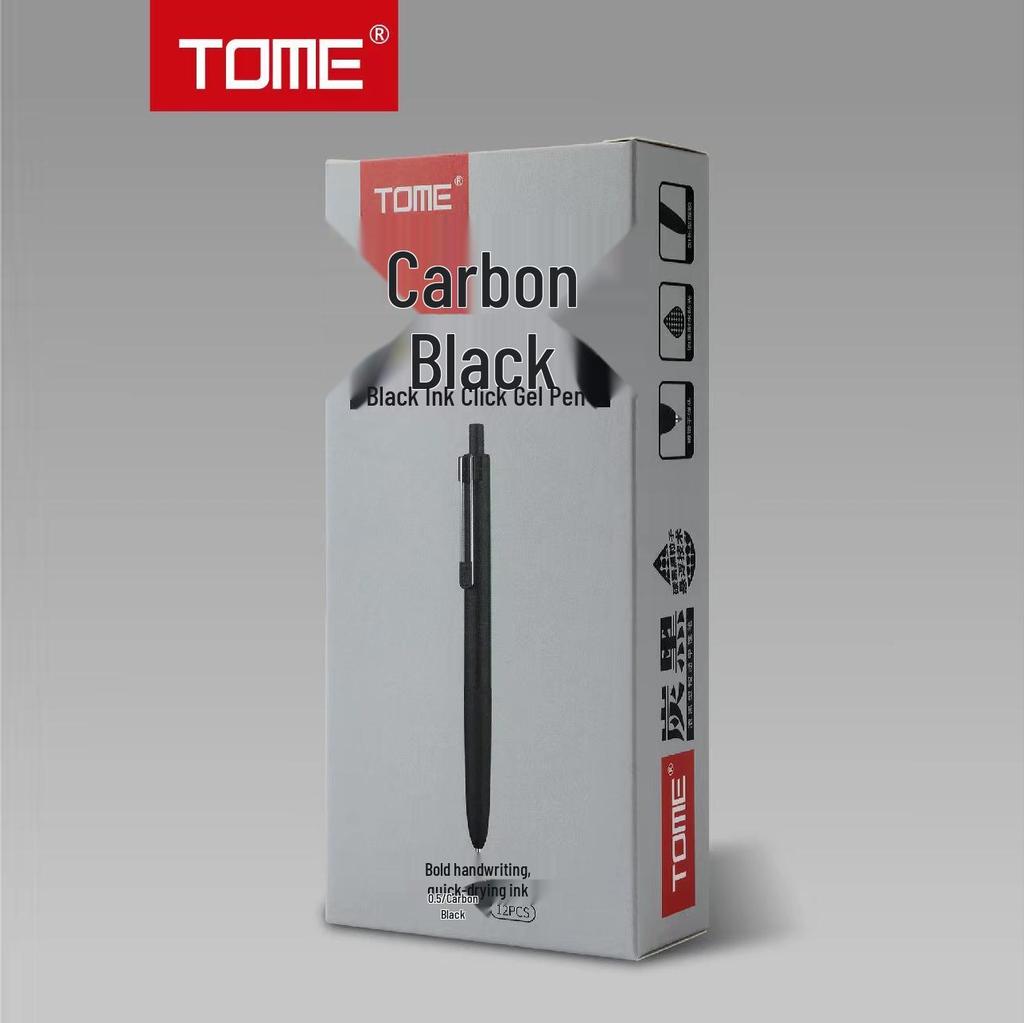 TOME Black 0.5mm Click Gel Pen with Bullet Tip for Exam and Note-taking
