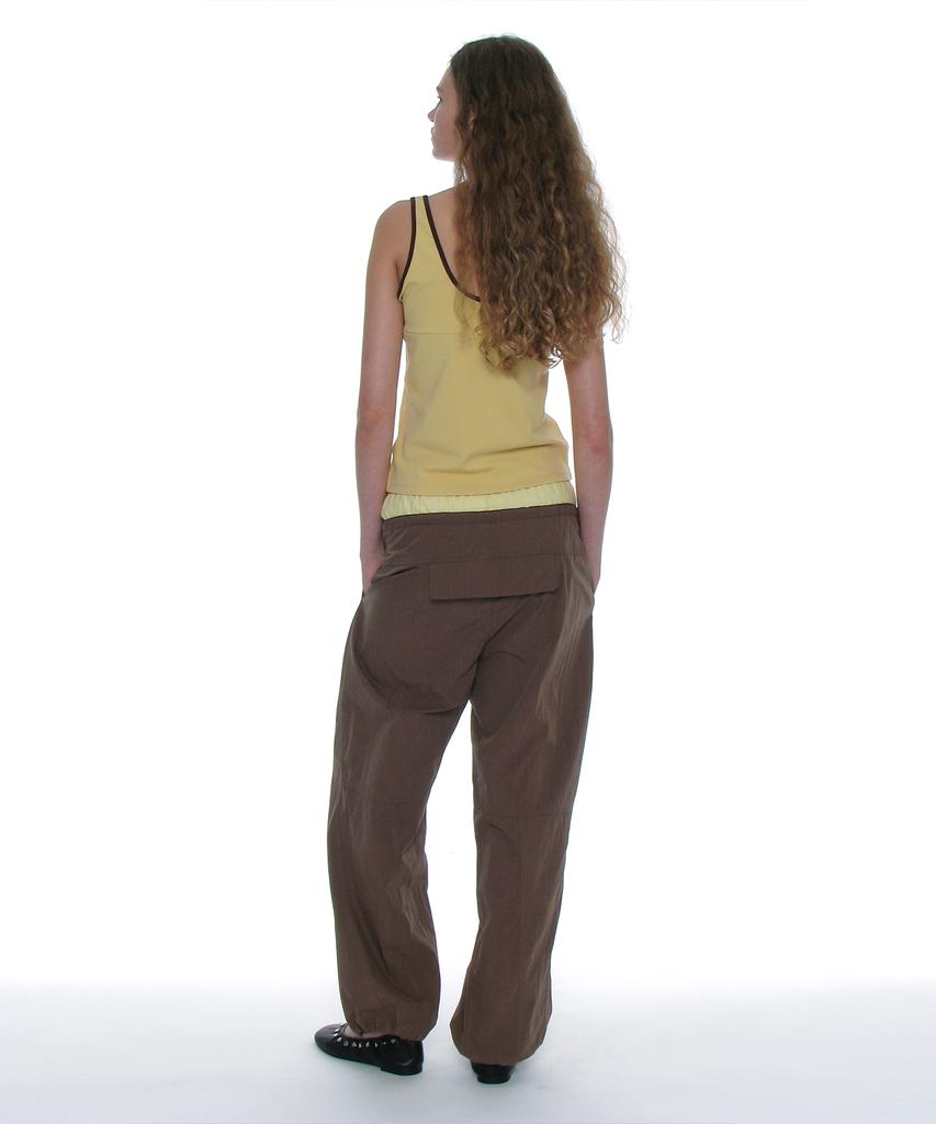 PARTIMENTO WOMEN Double Waist Parachute Pants_Brown
