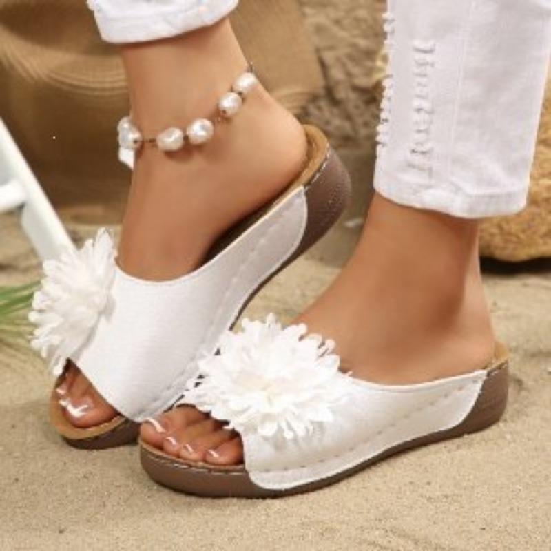 

Pegged Heels Flip-flops Women s Shoes Thick-soled Beach Sandals 43 білий