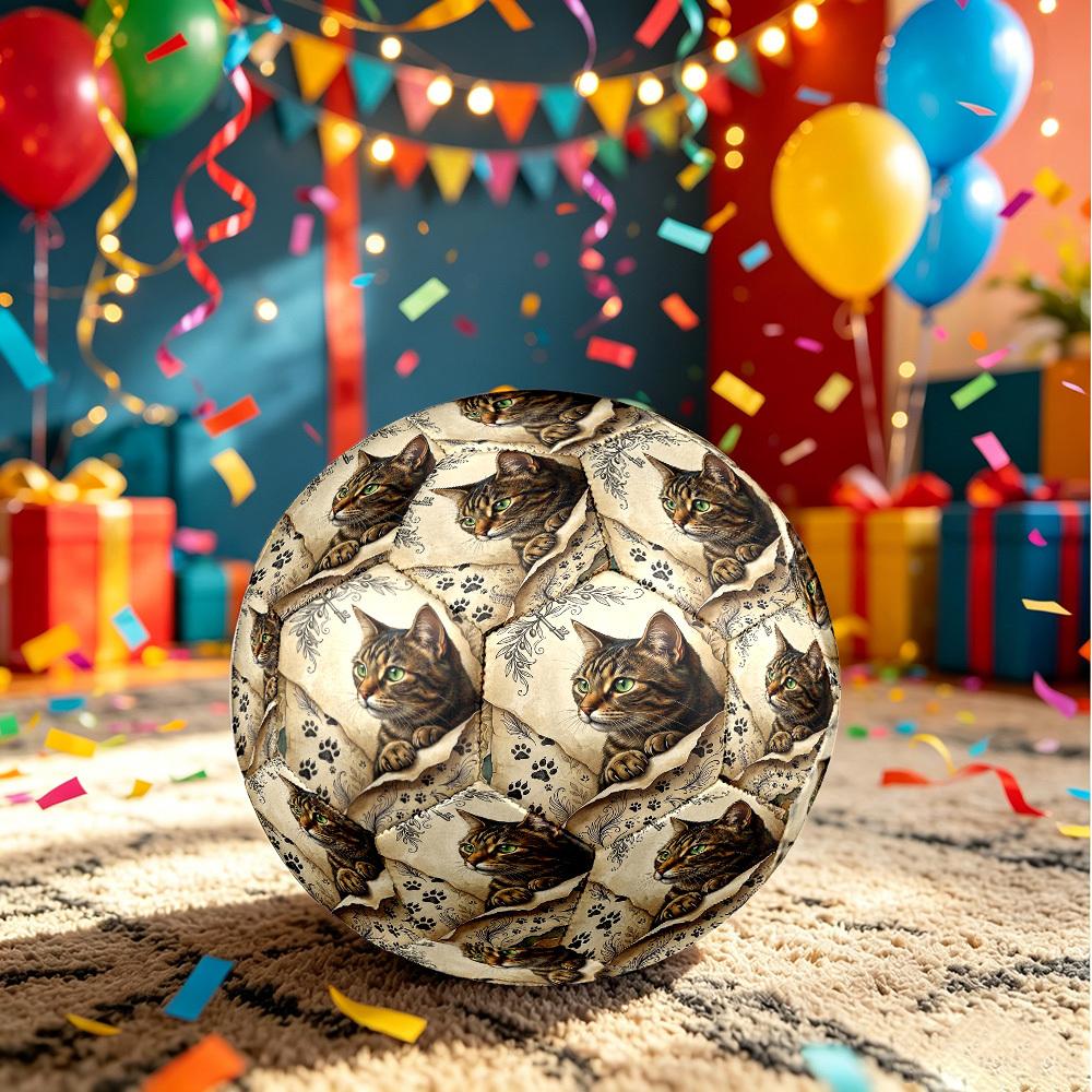 1pc Cat Key Artwork Theme Soccer Ball Football, Size 5, Lightweight PVC, Outdoor Training Soccer Ball,Gift C6590