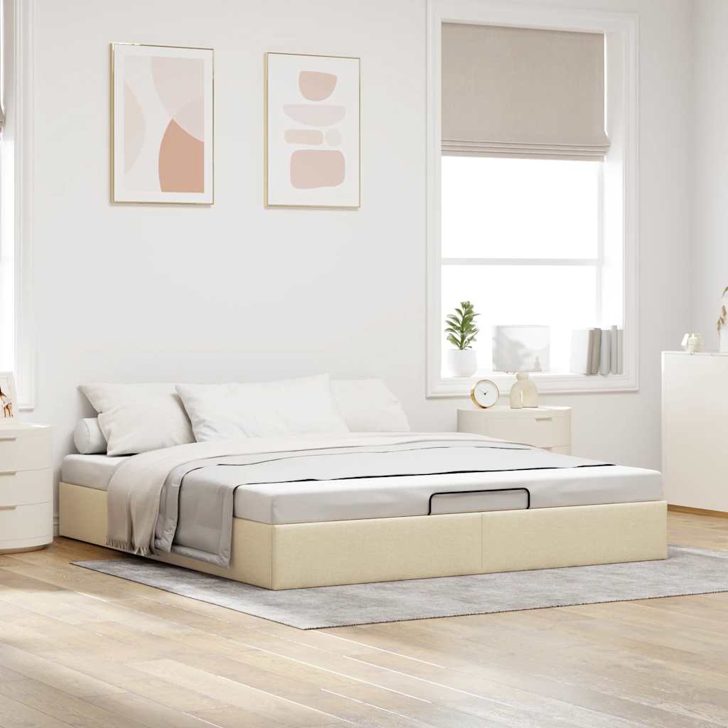 Ottoman Bed without Mattress Cream 160 x 200 cm Fabric
