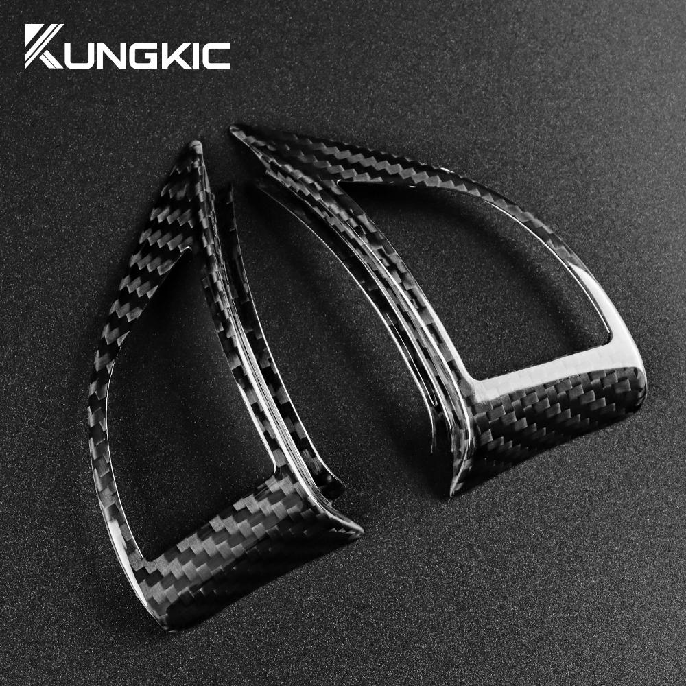 Real Hard Carbon Fiber Sticker For Fiat 500 Abarth 595 2010 2011 2012 2013 2014 2015 Car Steering Wheel Button Interior Trim