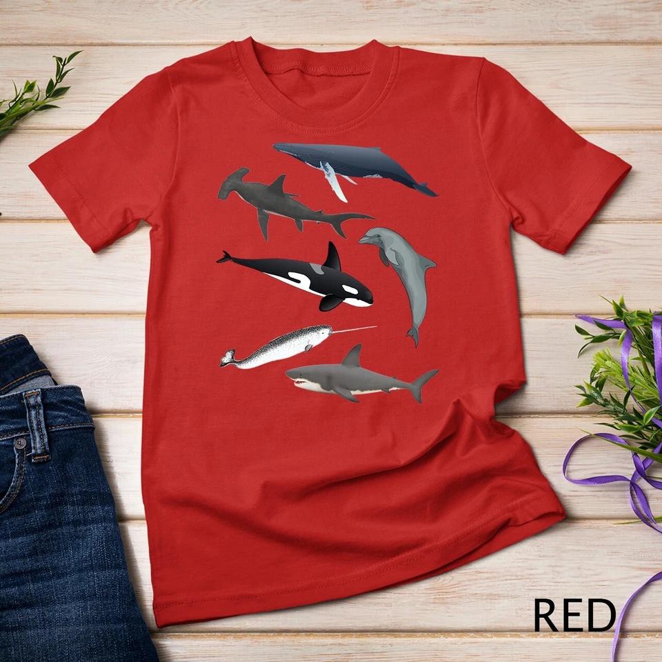 Orca Whale Shark Narwhal Dolphin Sea Creatures Unisex T-shirt 8 2XL