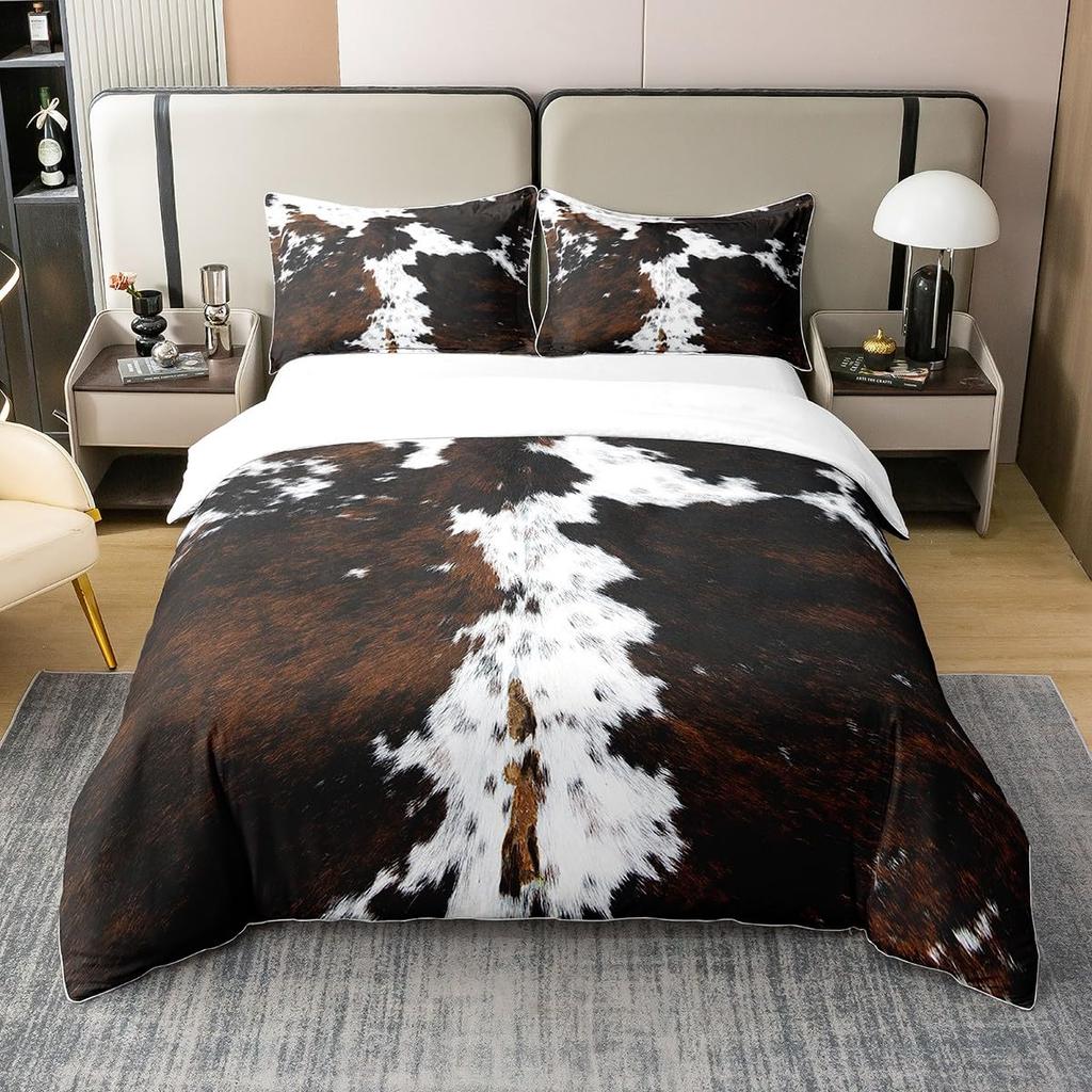 Highland Cow Comforter Cover Queen Size Farmhouse Animal Milk Bedding Set Funny Cute Cow Duvet Cover Wildlife Animal Quilt Cover