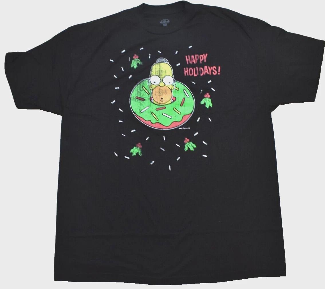 

The Simpsons Mens Happy Holidays Homer Simpson Distressed Print Shirt NWT 4XLT L