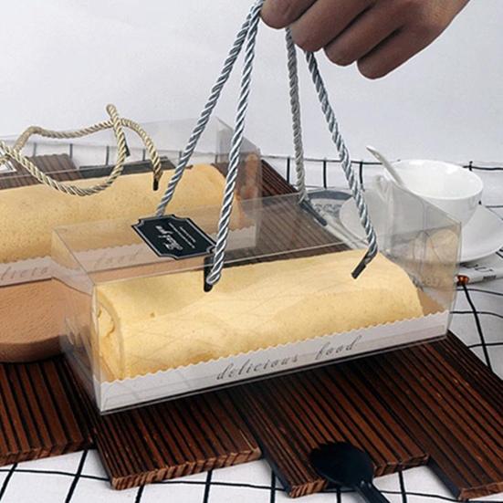 10 Τεμάχια με Λουράκι Διάφανα Δημιουργικά Υγιεινά Κουτιά Συσκευασίας για Κέικ Ρολό Ελβετικό Κέικ Δοχεία Κέικ