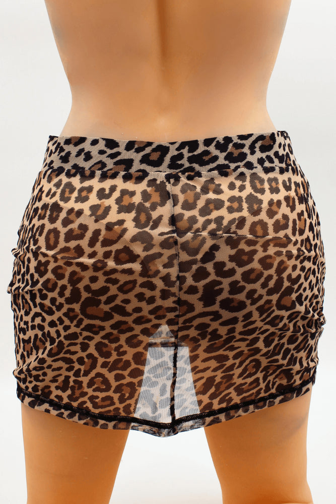 Jupe En Résille Transparente Imprimé Léopard Clara Lsn2